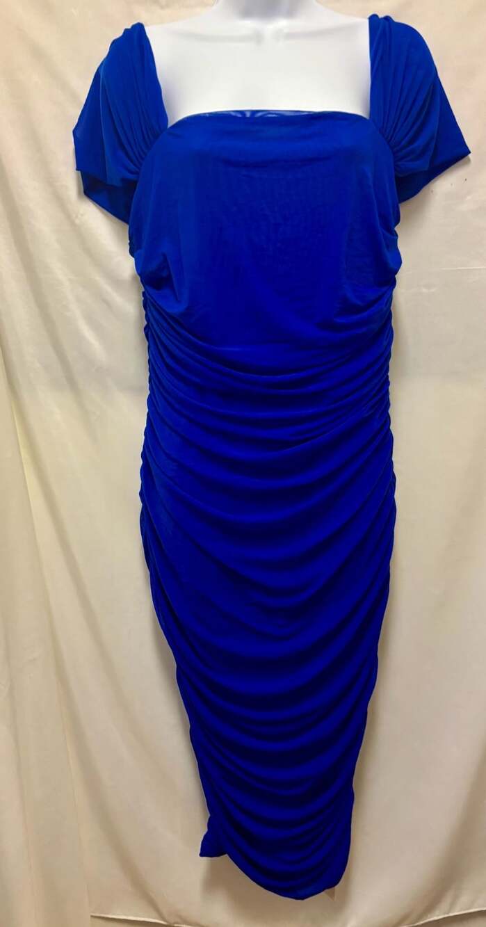 SHEIN BAE Royal Blue Ruched Off Shoulder Bodycon Dress 1XL NWT